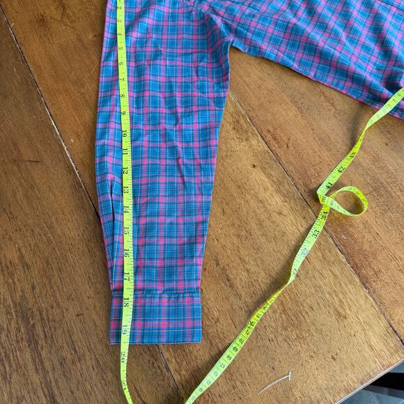 Wrangler Button Down Western Shirt Pearl Snap Plaid Navy Pink Girls XL Rodeo - Picture 11 of 12